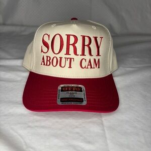 OTTO Two-Tone Red & Cream 'SORRY ABOUT CAM' Baseball Cap
